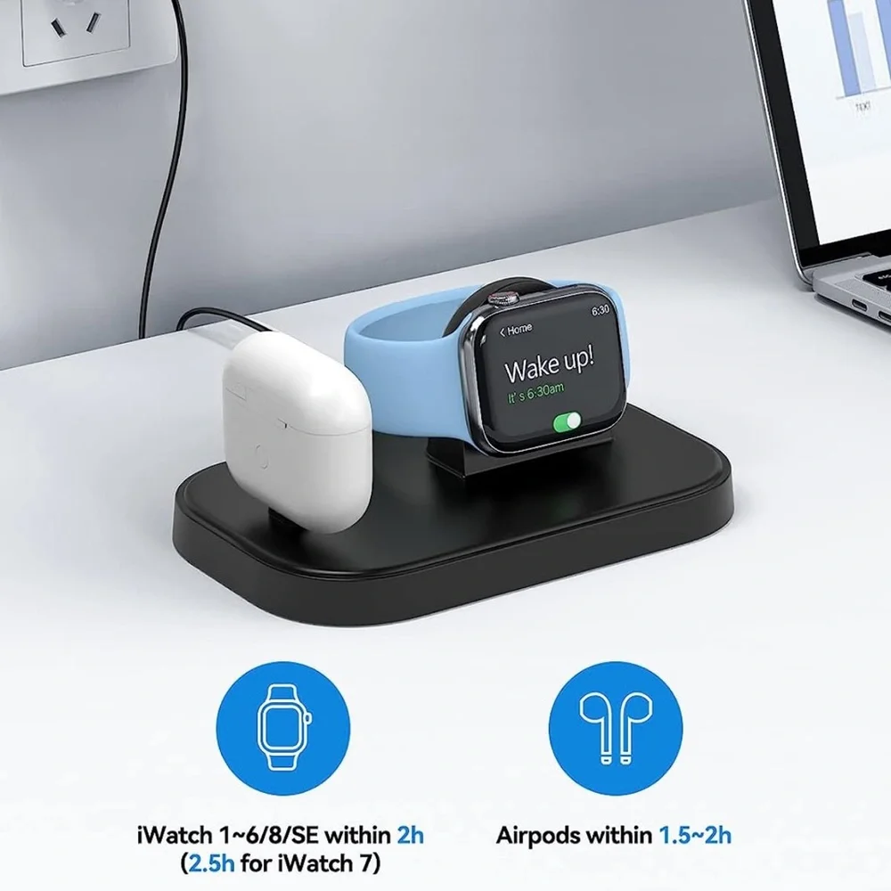 Portable Charger Stand for Apple Watch, 2 in 1 iWatch Charger with USB C Cable